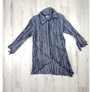 Jes Irie Crinkle High Low Lightweight Metallic Jacket Women's Size Medium